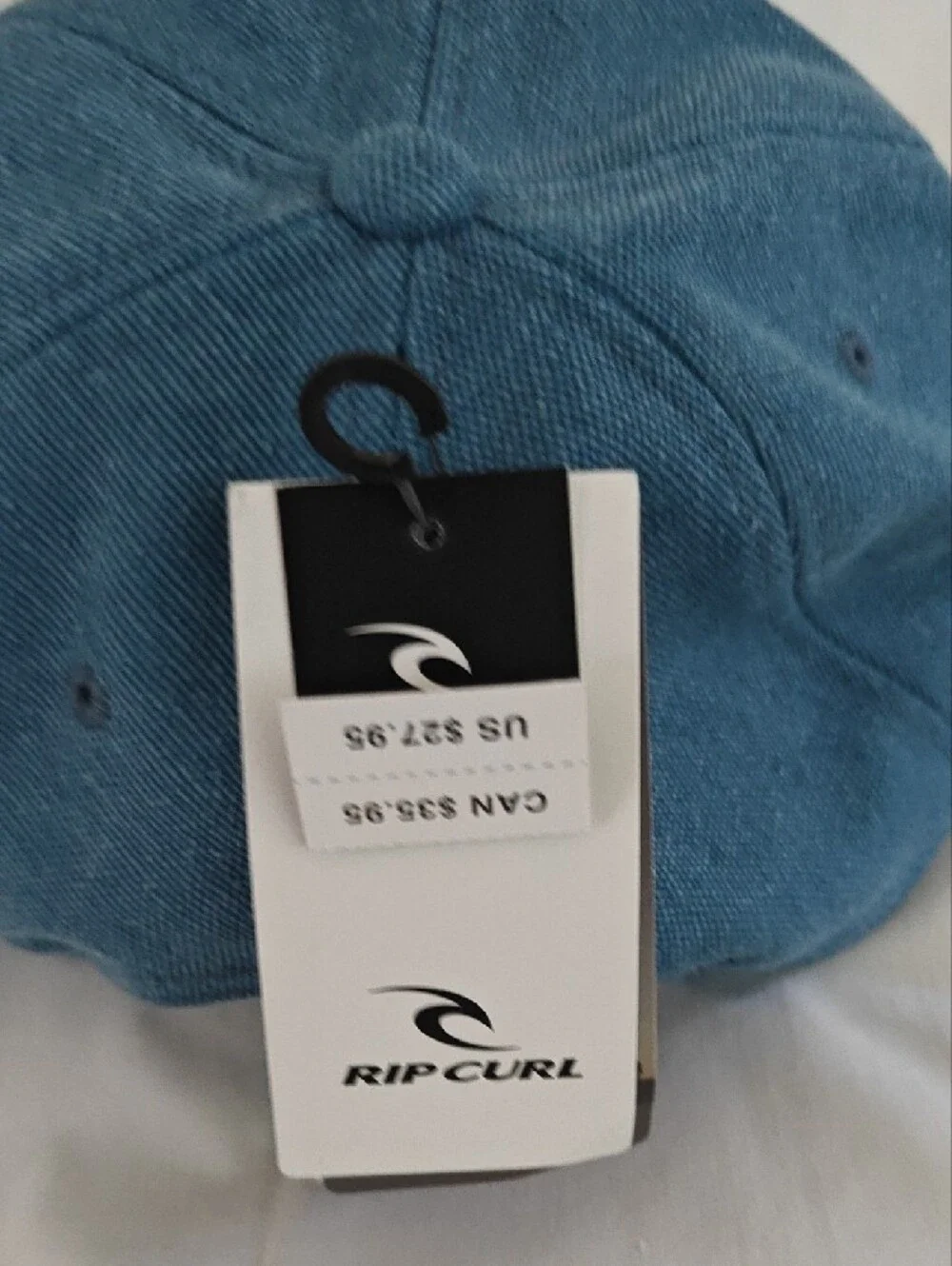 Rip Curl Men's Denim-Style Blue Baseball Cap with Leather Patch